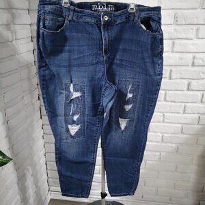 mblm Ladies Medium Wash Size 22 Distressed Front Blue Jeans